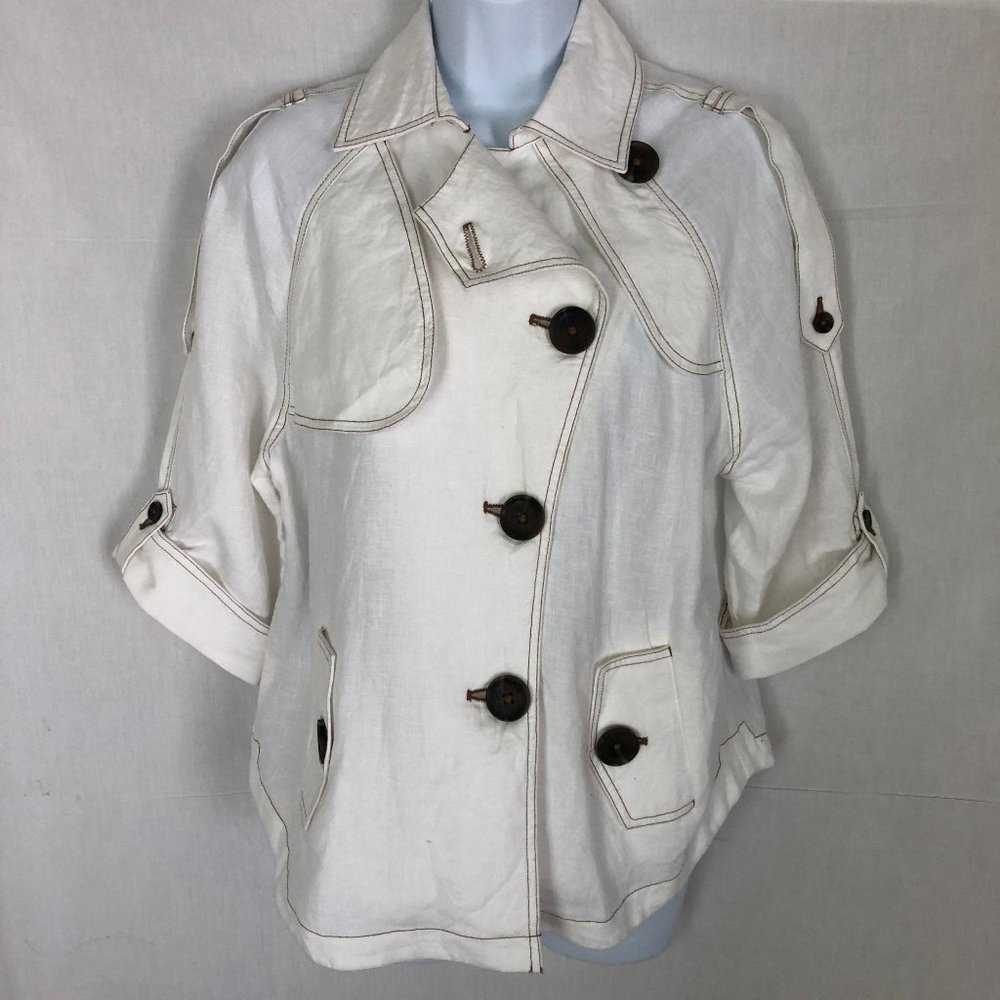 Chico’s Linen Off White Blazer Jacket Sz 1 / US 8